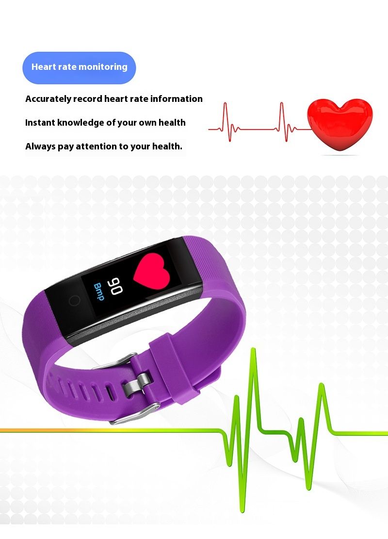 115plus Smart Armband Farbbildschirm Übungsmesser Schritt Herzfrequenz Blutdruck Musik Wetter Übungsarmband_voghion.com