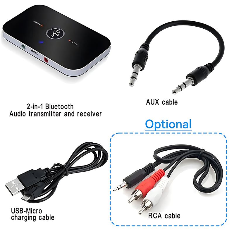 Transmissor e receptor de áudio Bluetooth 5.3 atualizado, conector RCA AUX de 3,5 mm, dongle USB, adaptador sem fio para música, para carro, PC e TV_voghion.com