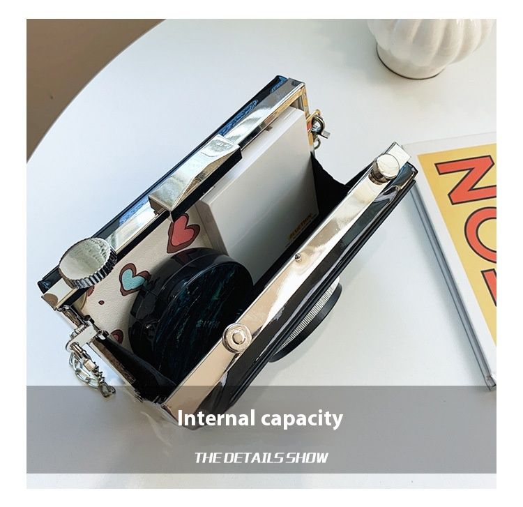 Bolsa para câmera nova moda personalidade ins couro envernizado superfície brilhante bolsa de ombro único crossbody caixa para mulheres_voghion.com