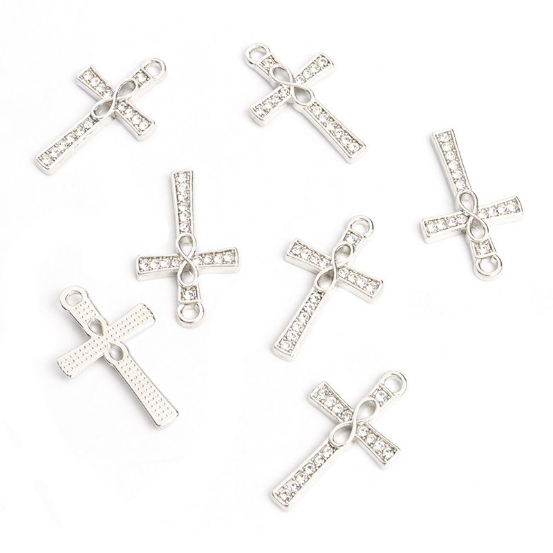 8-stelliger Unendlichkeitskreuz-Anhänger aus eingelegter Diamantlegierung, religiöser DIY-Schmuck, Zubehör für Armbänder, Halsketten, Ohrringe_voghion.com