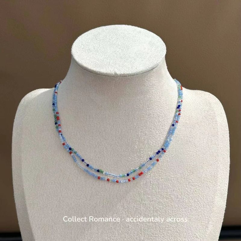 Xiaomi Beads Colorful Heart Necklace For Women Summer High-end Design Sense Niche Accessories Forest Style Crystal_voghion.com