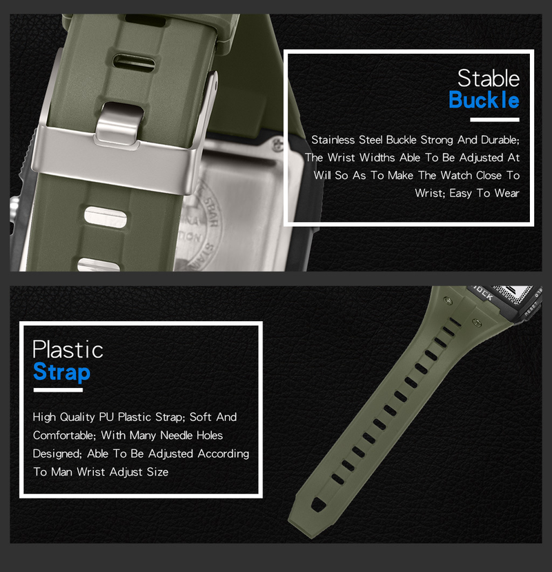 Large Screen Square Outdoor Sports Watch For Men - Waterproof, Shockproof, LED Backlight, Stopwatch, Alarm, Perfect For Running, Camping, Hiking_voghion.com