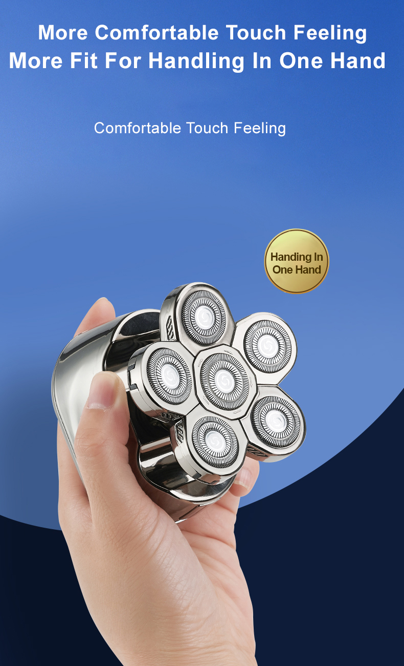 Upgrade 6 In 1 Electric Bald Head Razor Wet Dry Waterproof Rotary Shaver Grooming Kit With Beard Clippers_voghion.com