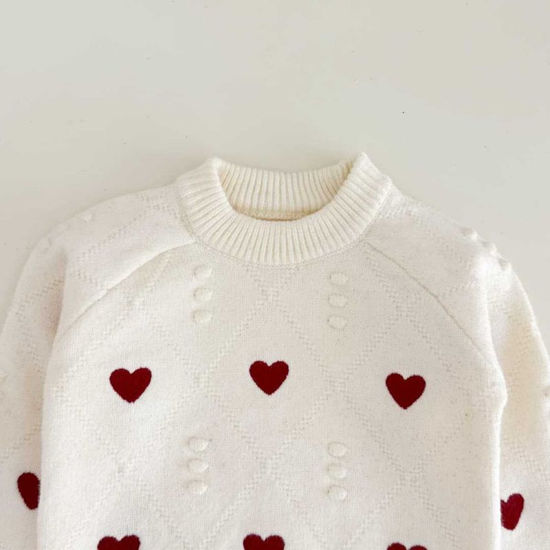 Maglione per bambine New Love Maglia Tops Maglione per bambine Camicia inferiore Gonna a palloncino Completo_voghion.com
