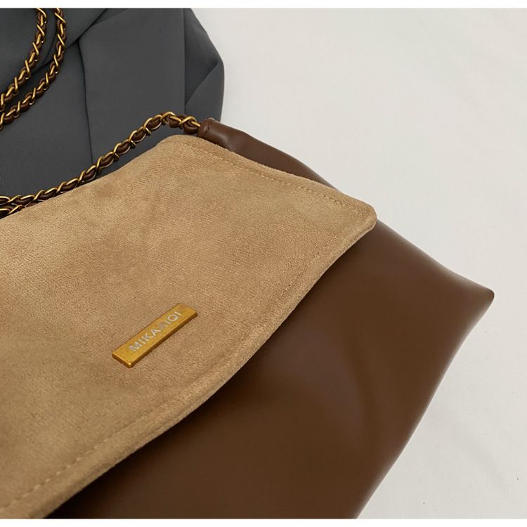 Borsa a tracolla con catena da postino alla moda 2024, opaca per donna, grande capacità, elegante borsa tote da viaggio_voghion.com