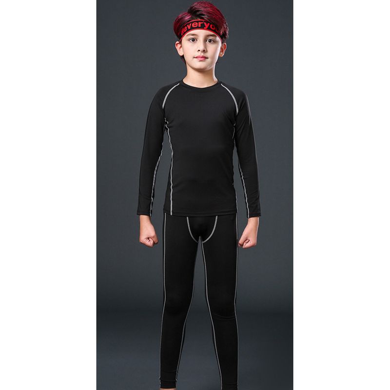 Fleecegefütterter Kompressions-Trainingsanzug für Kinder, schnelltrocknende Yoga- und Fitness-Leggings, Basketball-Sportset für Jugendliche_voghion.com