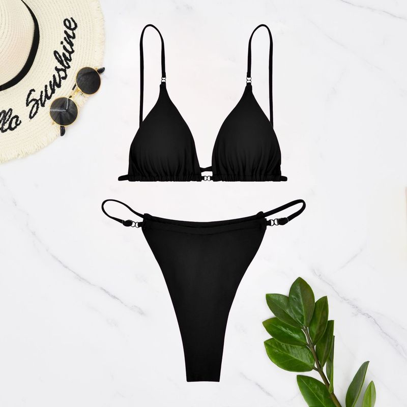 Moteriški drabužiai, padalintas maudymosi kostiumėlis, moteriškas nailono vientisos spalvos seksualus, surinktas bikinis_voghion.com