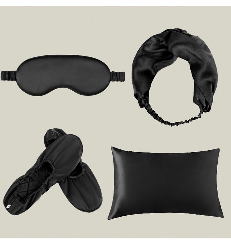 Set regalo di lusso per dormire in seta - Maschera per dormire, fascia per capelli, federa e pantofole in 100% seta di gelso - Elegant Home Comfort Essentials_voghion.com