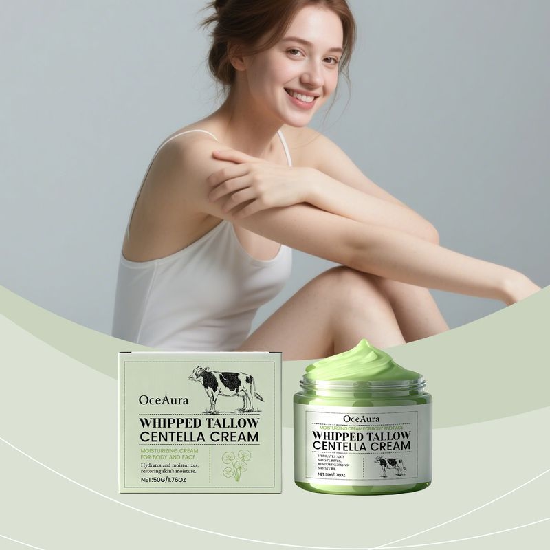 OCEAURA Cow Fat Centella Moisturizing Cream Nourishes Skin Enhances Elasticity Glossy Hydrated Refreshing Non-Sticky_voghion.com