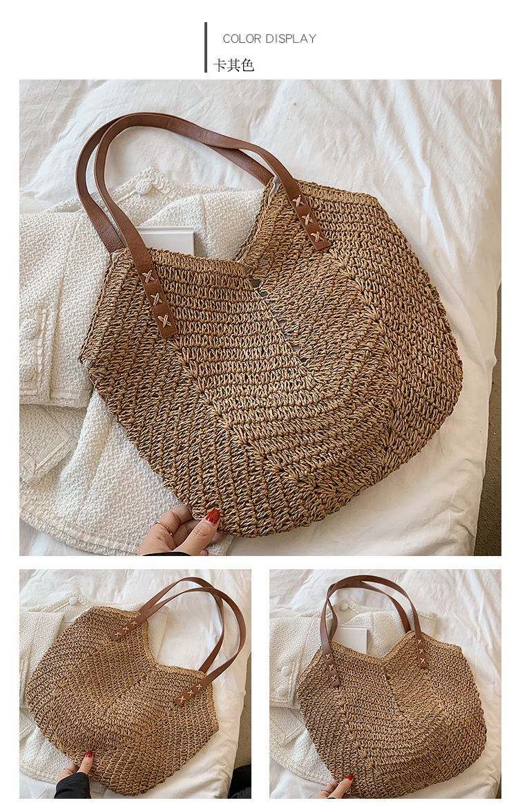 Weben Tote Tasche Weibliche Böhmischen Schulter Taschen für Frauen 2022 Sommer Strand Stroh Handtaschen und Geldbörsen Dame Reise Einkaufstaschen_voghion.com