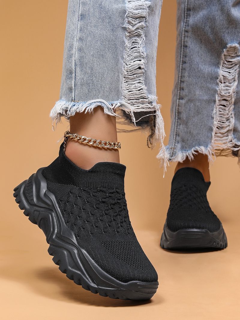 Atmungsaktive Socken-Sneakers für Damen in Übergröße, zum Reinschlüpfen, für faule Schuhe_voghion.com