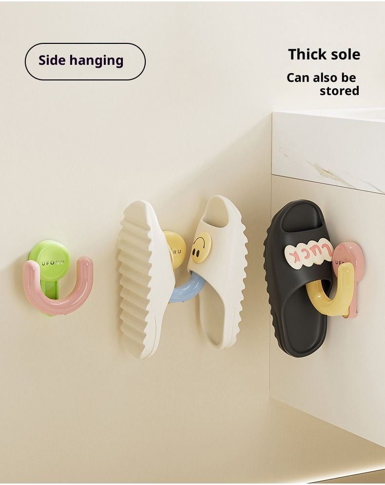 Saugnapf-Hausschuhhalter, Vakuumpresse, starker, nicht stanzender Haken, 5 kg tragender Saugnapf, Klebehaken hinter der Badezimmertür_voghion.com