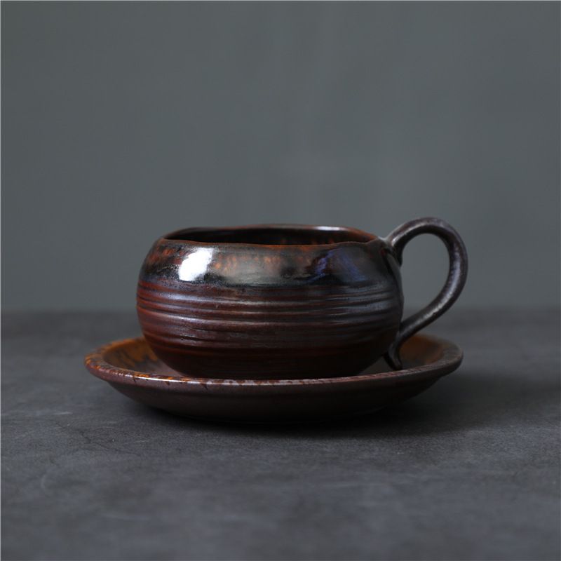 Vintage Keramik Becher Steenwaren kleng Kapazitéit Kaffi Taass Ënnerhalt Set Japanesch Keramik Becher Nomëtteg Téi Kaffi Becher Becher_voghion.com