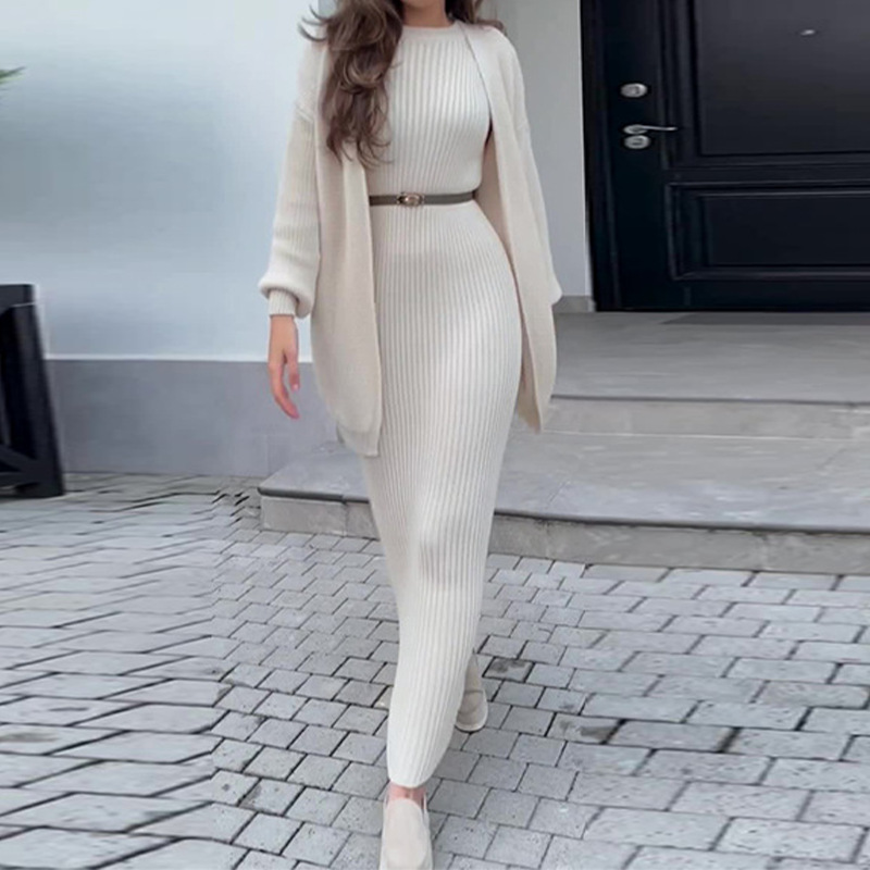 Îmbrăcăminte pentru femei Pulover lejer cu model exploziv de modă pentru femei, costum cu fustă lungă_voghion.com