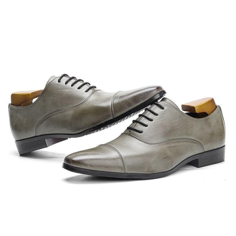 Oxford puntiagudo de alta gama para hombres, zapatos de cuero británicos clásicos y cómodos de negocios, zapatos formales pulidos de color_voghion.com