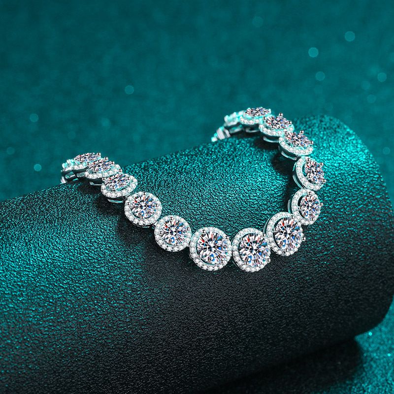 Bracciale deluxe in argento puro da donna con pietra Mosang in crowdsourcing, placcato in oro PT950_voghion.com
