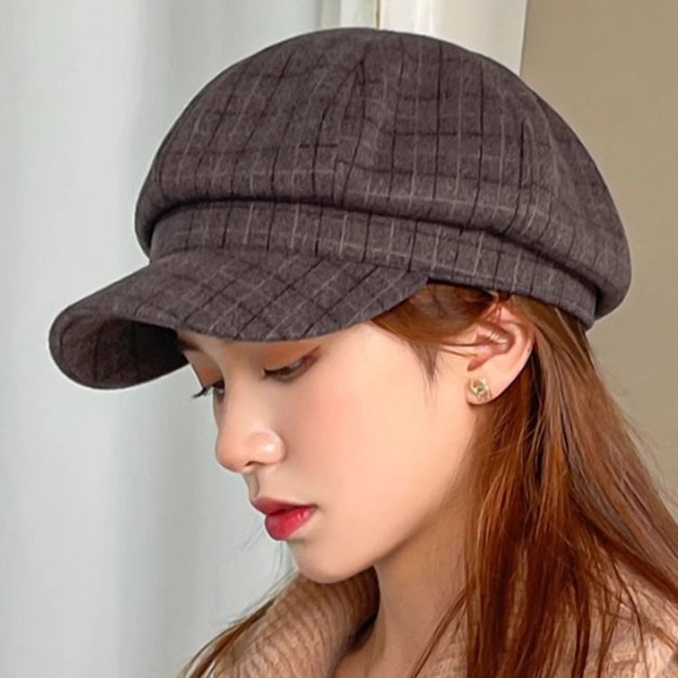 Cappellino da baseball da donna, versatile e alla moda, celebrità di Internet, foto di strada all'aperto, cappello scozzese britannico, coreano_voghion.com