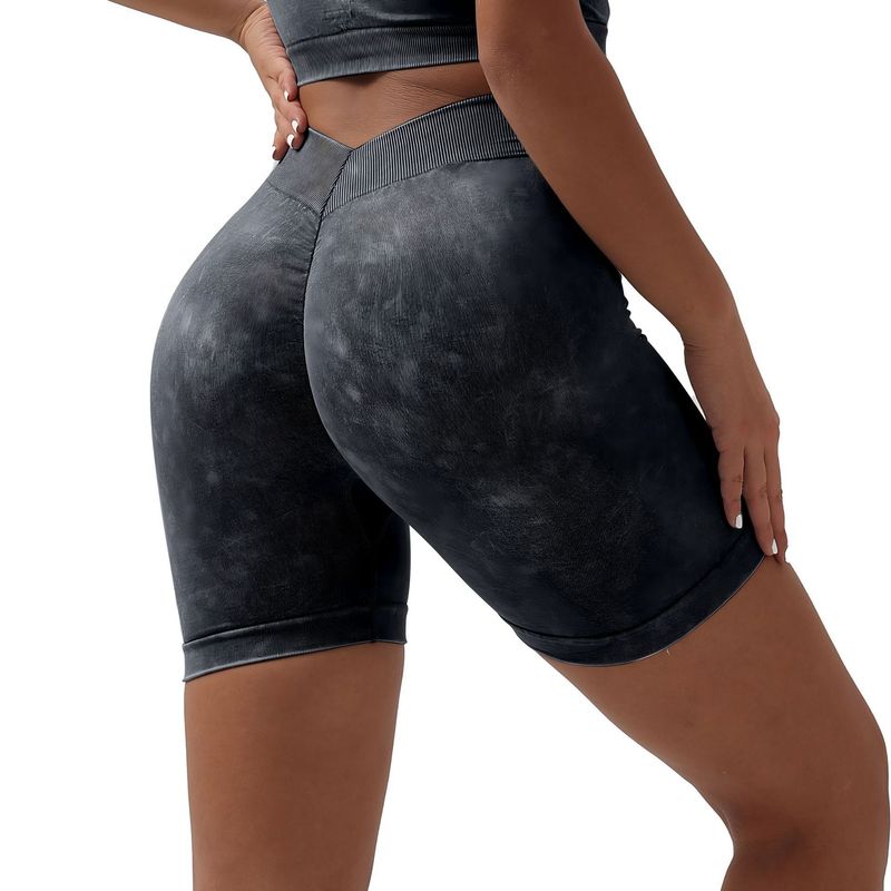 Vêtements pour femmes, nouveaux shorts de fitness taille haute délavés, respirants, pour le sport, le cyclisme, le yoga, trois-quarts_voghion.com