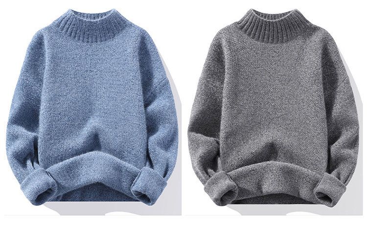 Maglione da uomo in visone dorato, autunno e inverno 2023, nuovo commercio estero, tinta unita, collo alto, semplice, casual, con fondo aderente_voghion.com