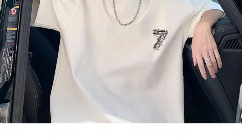 Herrenbekleidung, modisches, schweres, kurzärmeliges T-Shirt aus Baumwolle, für den Sommer, trendiges, halbärmeliges Oberteil, lockeres T-Shirt_voghion.com