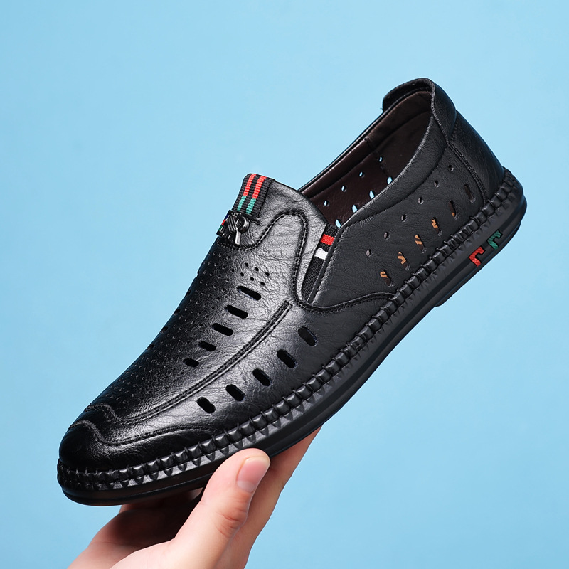 Herren Freizeitschuhe aus Leder, bequeme Slipper zum Hineinschlüpfen, für Herren_voghion.com