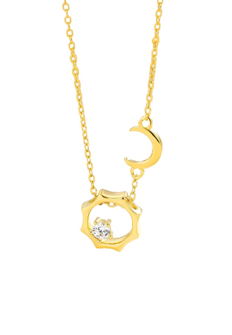 Ldr2049 S925 Silber Mond und Sonne Halskette_voghion.com