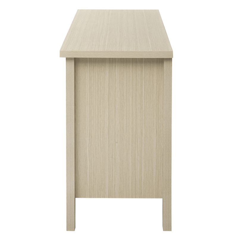 Meuble de rangement 3 tiroirs 80 x 40 x 80 cm, buffet aspect bois naturel avec sculptures linéaires, pour salon, chambre, bureau et étude._voghion.com