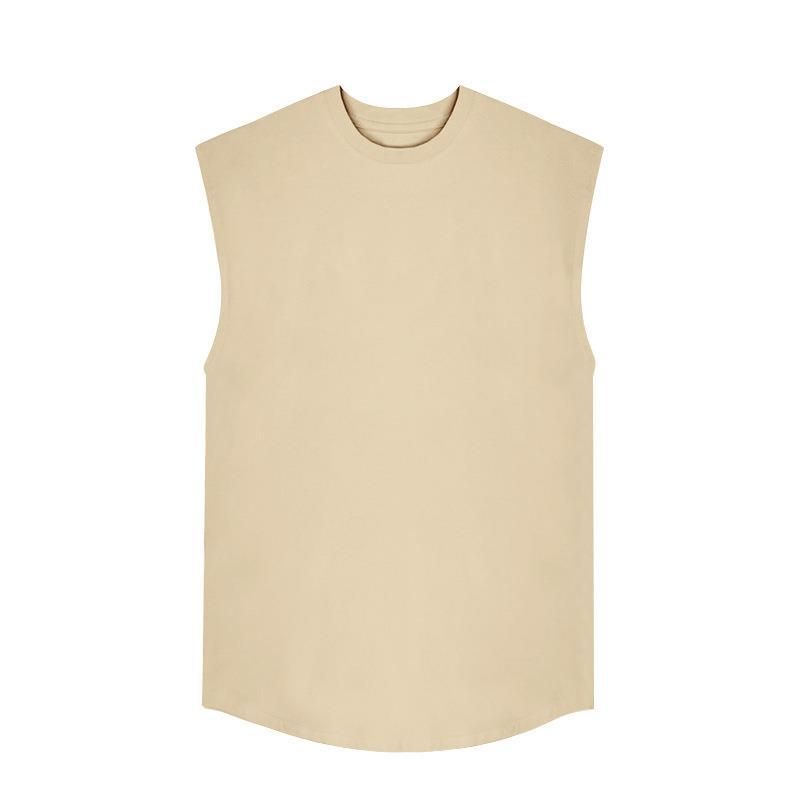 „Ärmelloses Herren-T-Shirt für den Sommer, Rundhalsausschnitt, lockere Passform, lässiges Oberteil für Fitnessstudio und Streetwear (Weiß, Schwarz, Marineblau, Armeegrün, Grau)“_voghion.com