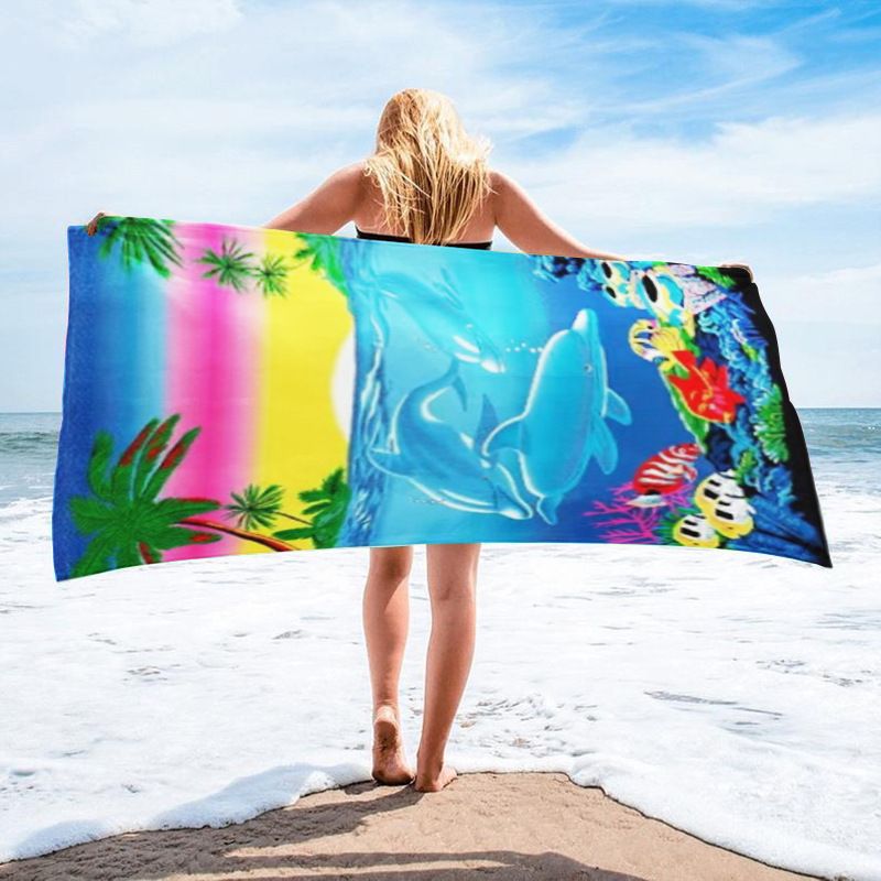 Asciugamani da spiaggia alla moda estiva Asciugamani stampati Asciugamani da spiaggia per le vacanze in spiaggia Assorbono l'acqua_voghion.com