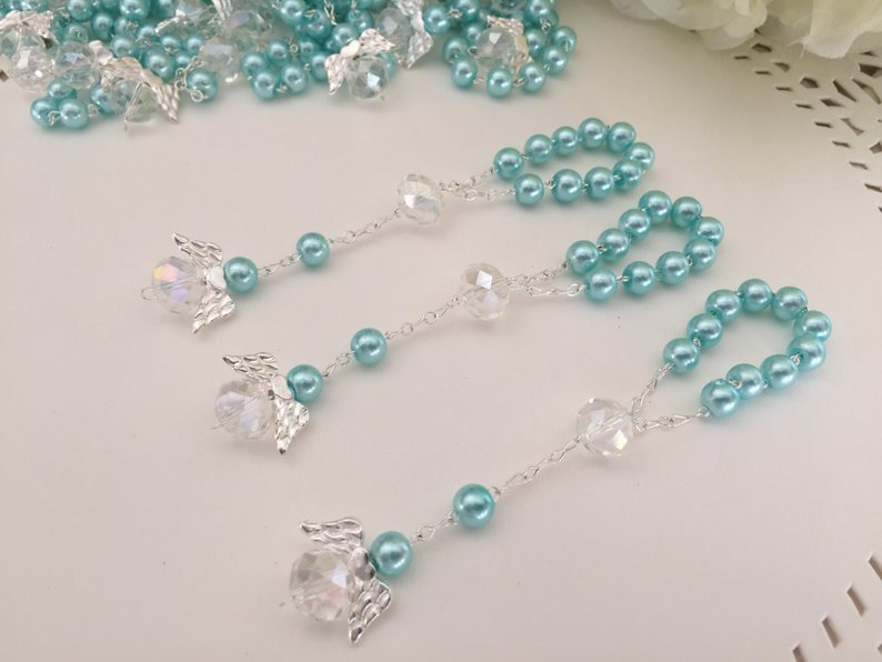 Minimalist Rosary Bracelet – Wing & Pearl Beaded Chain With Rose Quartz Charm | Unisex Spiritual Prayer Jewelry |Gothic Dainty Wristwear_voghion.com