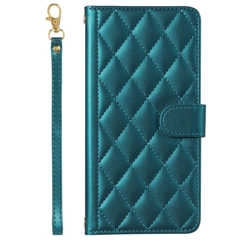 Funda con tapa para iPhone 16 Pro Max con diseño de pata de gallo y ranura para tarjetas, compatible con iPhone 15 y correa cruzada._voghion.com