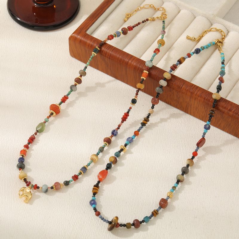 Pendente elefante in agata rossa francese, collana in pietra Jinsha, temperamento femminile, maglione etnico in pino naturale di Hubei_voghion.com