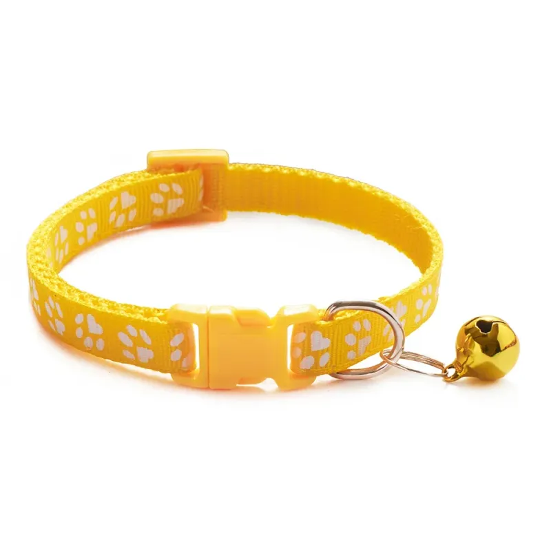 12PCS nou drăguț laba imprimare reglabil pisoi zgardă clopot cravată pisică animal de companie cățeluș colorat animal de companie zgardă de siguranță colier_voghion.com