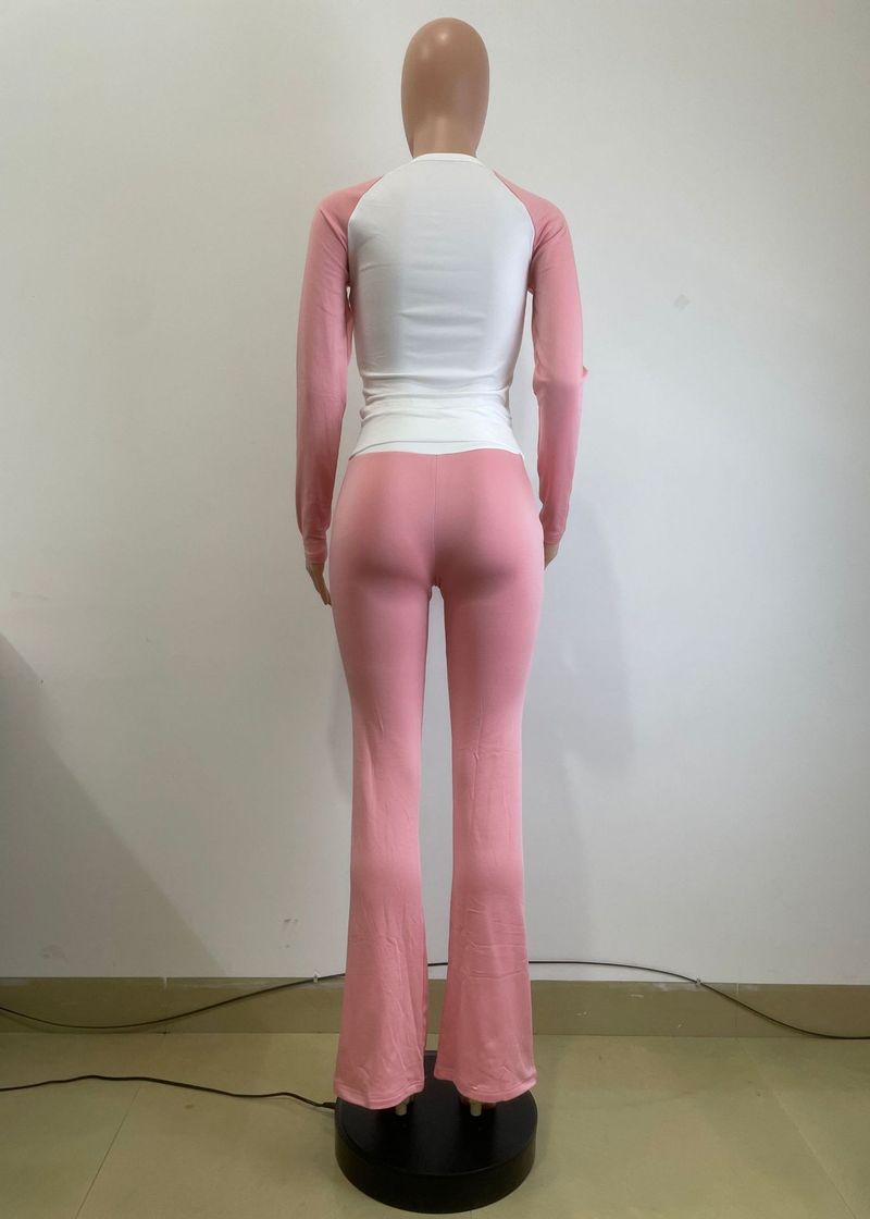 Y6058 New Women's Clothing Color-Block Tight High-Waist Folded Slim Fit Fleece-Lined Sports Yoga Pants Set_voghion.com