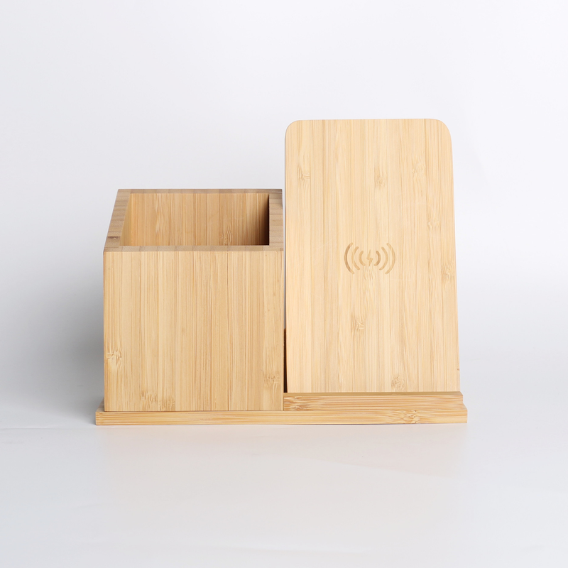15w three-in-one bamboo and wood pen holder stand wireless charger mobile detachable mobile phone wireless charging logo_voghion.com