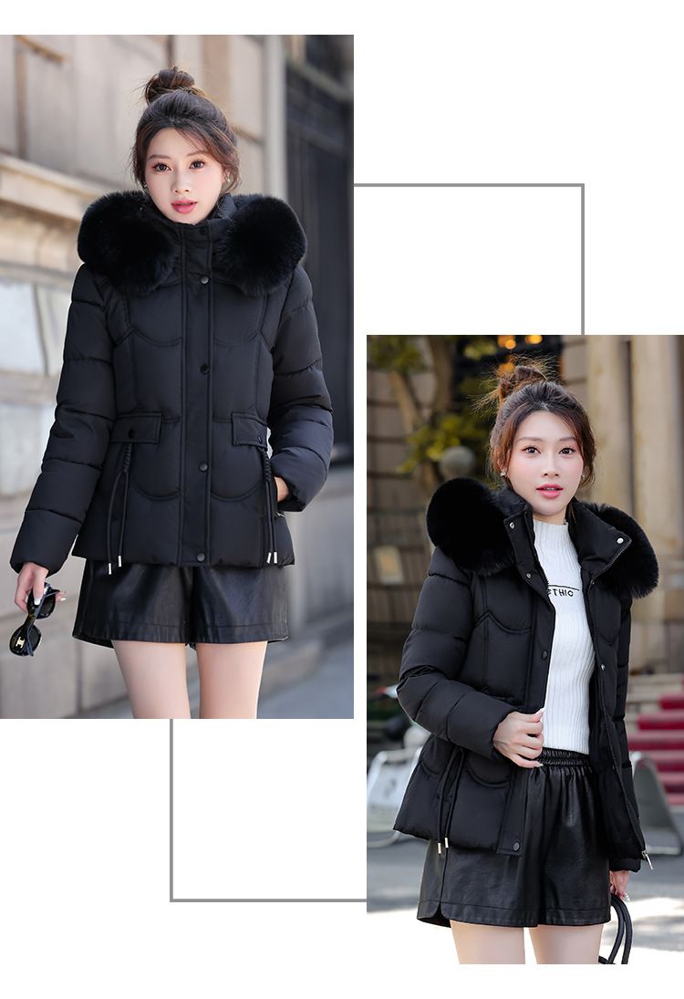 Women's Winter Parka With Detachable Faux Fur Hood – Slim-Fit Short Puffer Jacket, Plush Lined, Raccoon Dog Fur Trim, Zipper Closure (5 Colors)_voghion.com