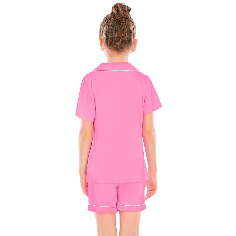 Women's clothing pajamas for boys and girls short-sleeved shorts suits comfortable cardigan modal lapel new home clothes_voghion.com