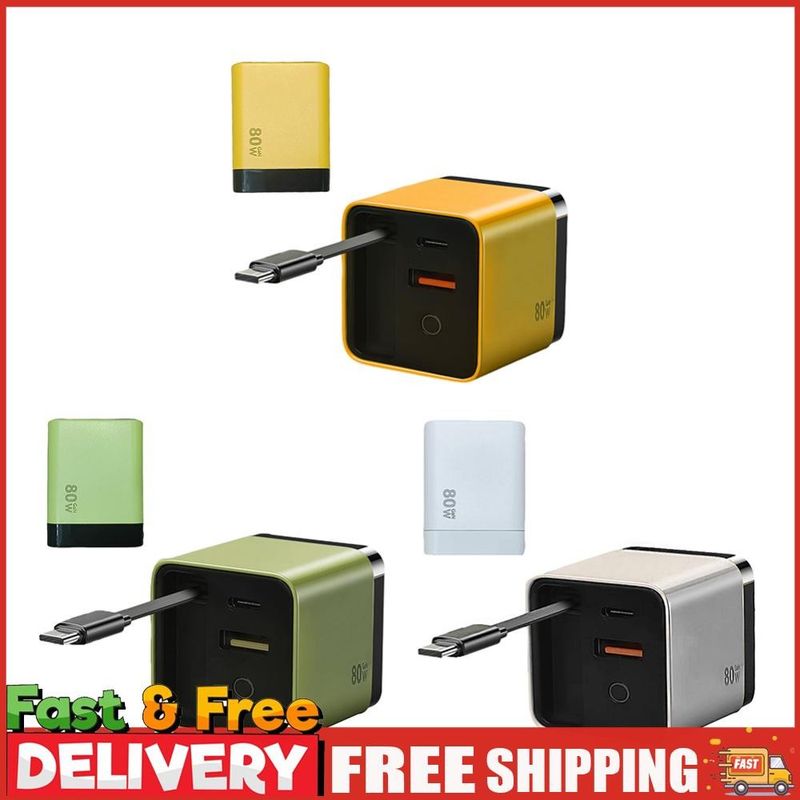 3 In 1 GaN Charger Retractable Phone Wall Plug Portable For Outdoor Travel ~_voghion.com