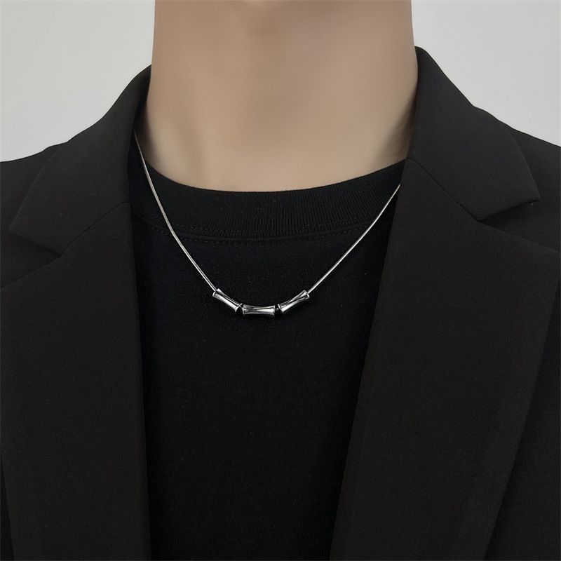 Collana con ciondolo a forma di nodo di bambù, piccola, di alta qualità, per maglioni da uomo, semplici e alla moda._voghion.com