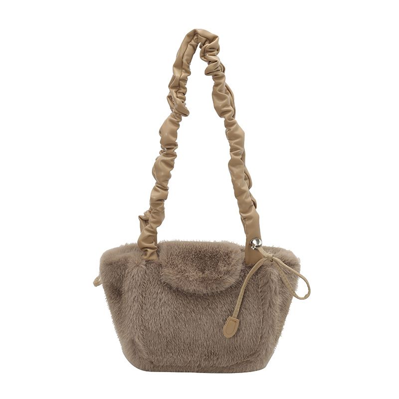 Borsa a mano casual in peluche autunnale per donna 2025, nuova borsa a tracolla versatile alla moda per pendolari_voghion.com