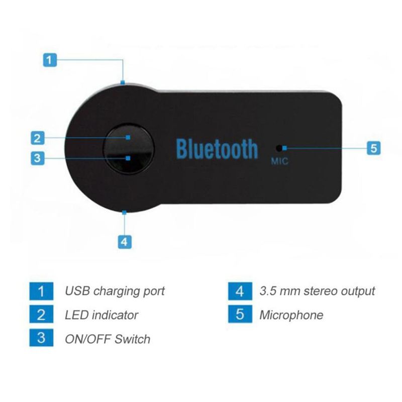 Adaptador USB 3 em 1, transmissor sem fio, receptor de áudio, carregador Bluetooth, auxiliar para kit veicular_voghion.com