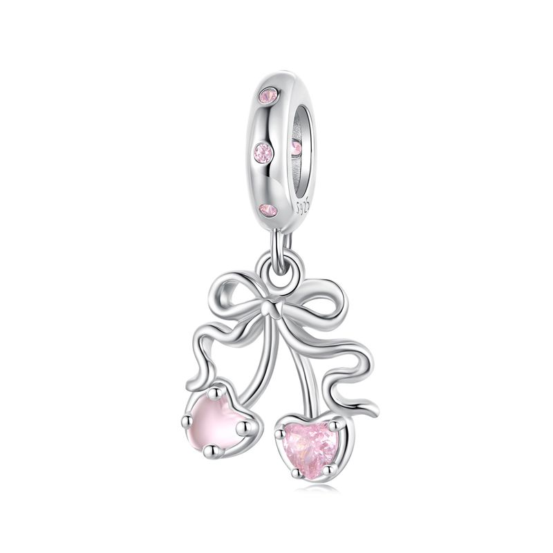 Ciondolo con ciliegia rosa, perline in argento sterling_voghion.com