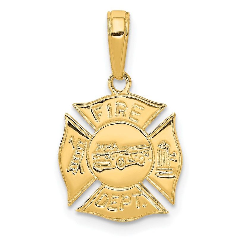 14k FIRE DEPT Shield Pendant_voghion.com