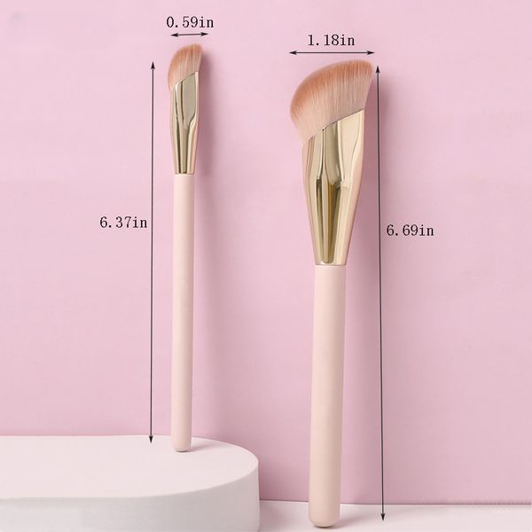 1pc Angled Concealer Brush For Under Eye, Nose Contour, Bronzer, Liquid Foundation, Cream, And Powder - Perfect For Blending, Buffing, And Stippling_voghion.com