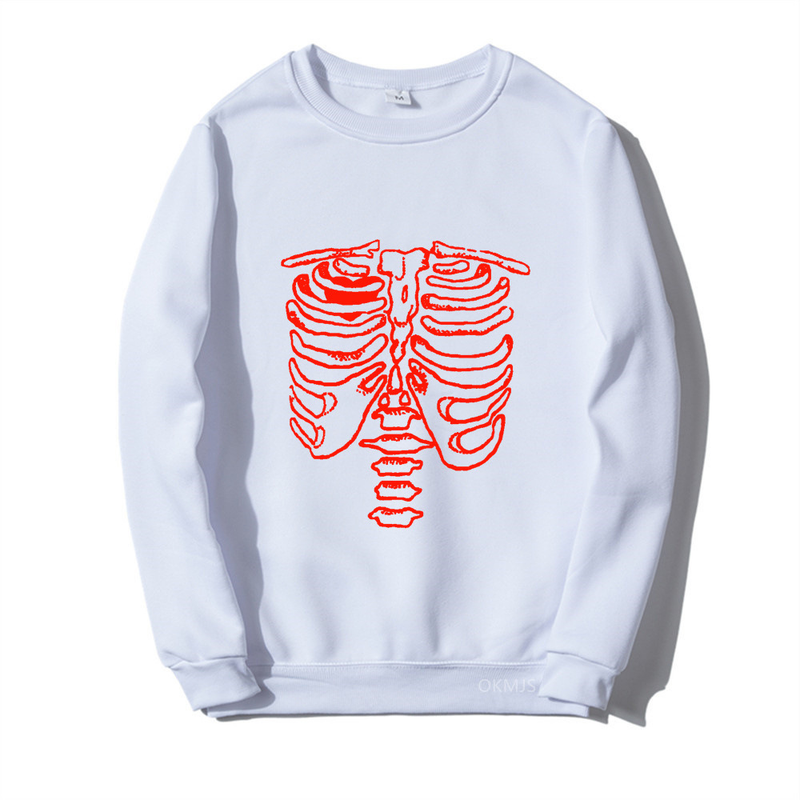 Sudadera con cuello redondo de popa de calavera oscura, sudadera deportiva con oscilación inferior roscada para hombres y mujeres, jersey gótico para parejas_voghion.com