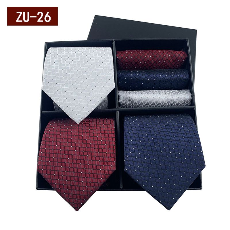 Unisex Men's gift box tie Fashion business striped tie square scarf set luxury gift box_voghion.com