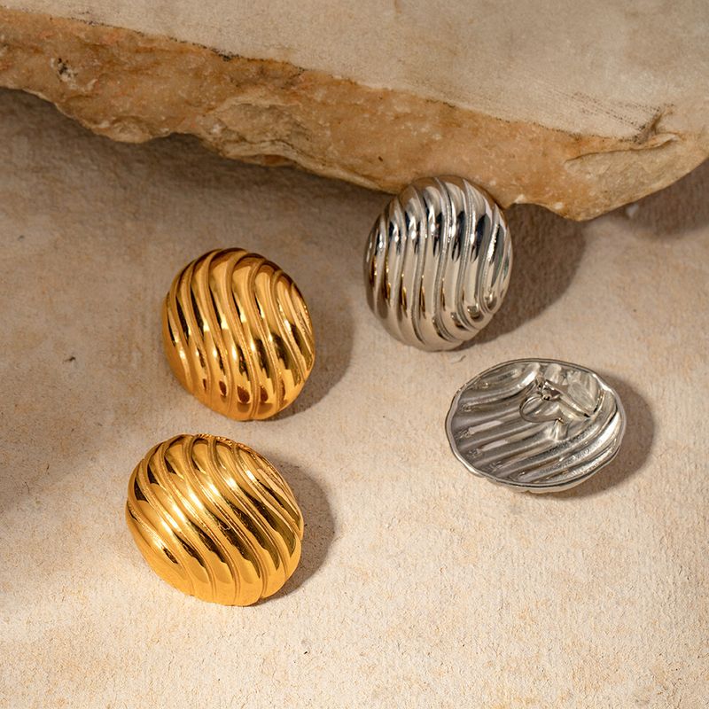 Orecchini in acciaio inox ovale con filo in titanio dorato Instagram 2023, nuovi e alla moda_voghion.com