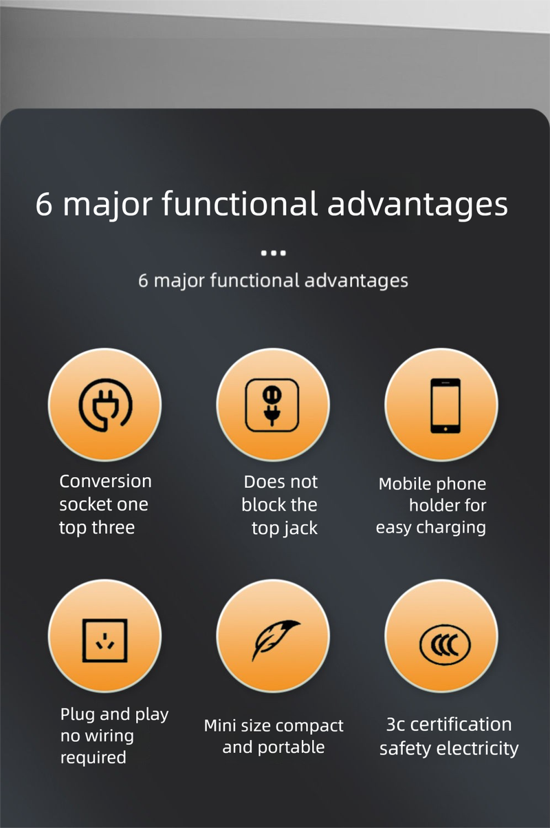 Mini-Multifunktions-Konvertierungssteckdose, Mehrloch-Steckdosenleisten-Konverter, tragbar, für Zuhause, Büro, Schlafsaal_voghion.com