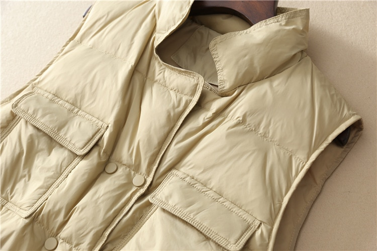 2023 New Light Down Vest Women Gilet corto Gilet caldo leggero antivento Cappotto da donna in piumino d'anatra bianco_voghion.com