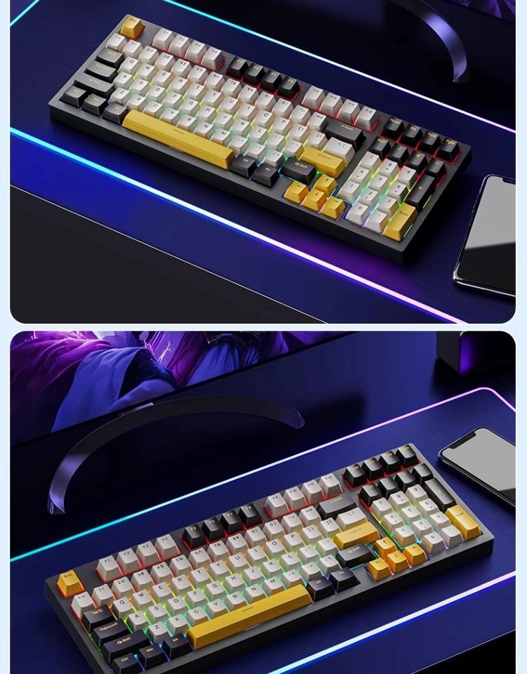 RuiYi F98 Mechanical Keyboard High Aesthetic Gaming Wired Office Laptop Blue Brown Red Switch_voghion.com